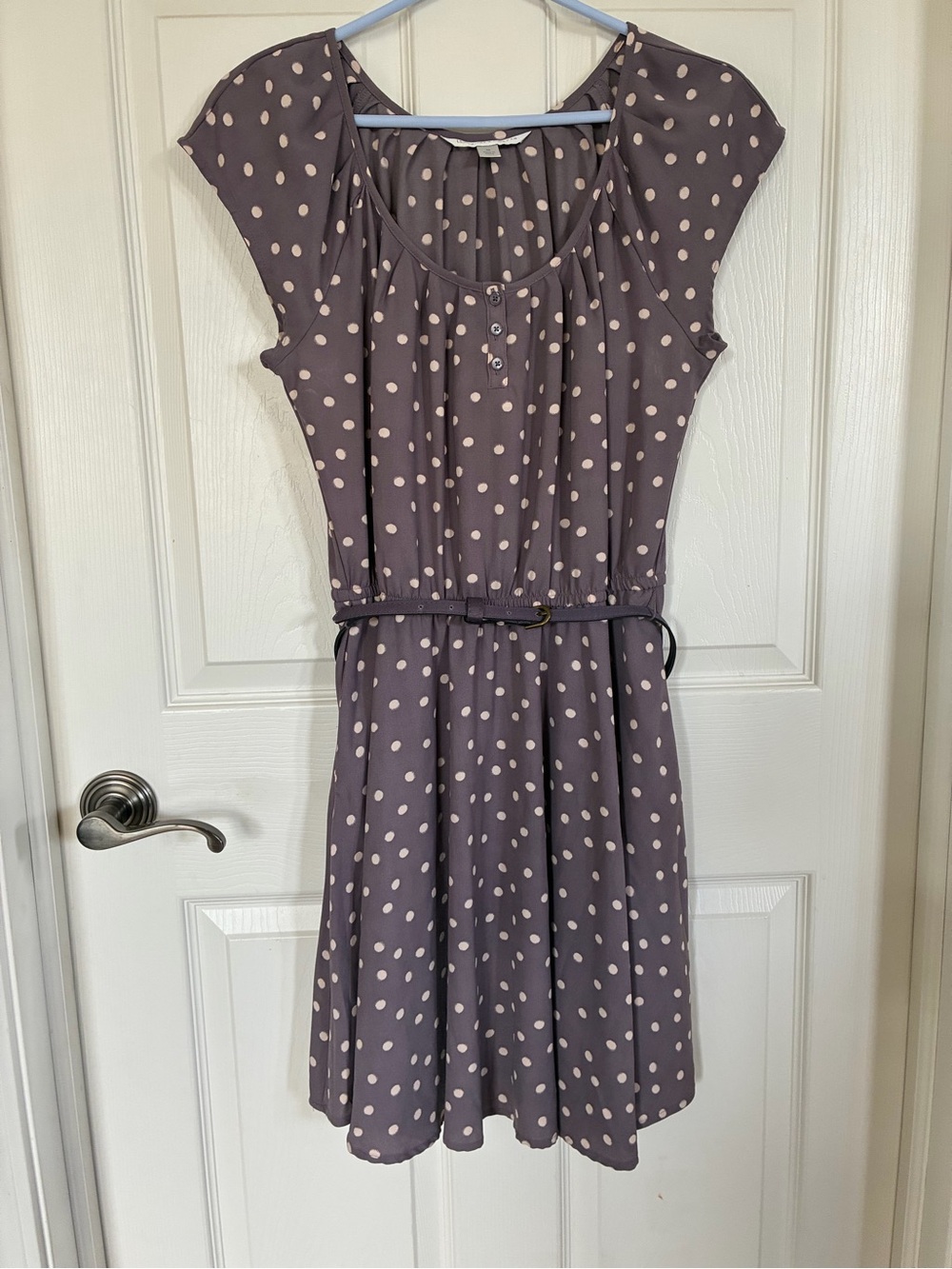 Lauren Conrad Purple Polka Dot Dress with Belt size M